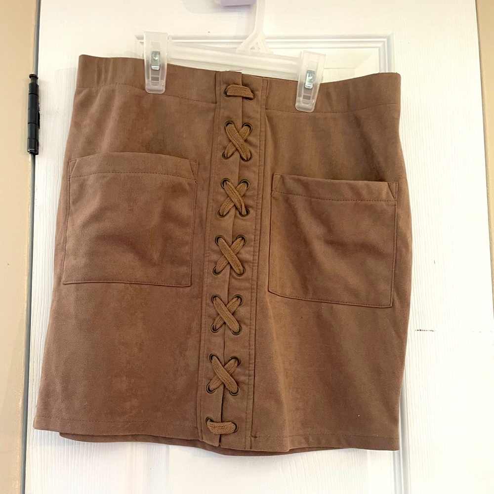 Suede mini skirt